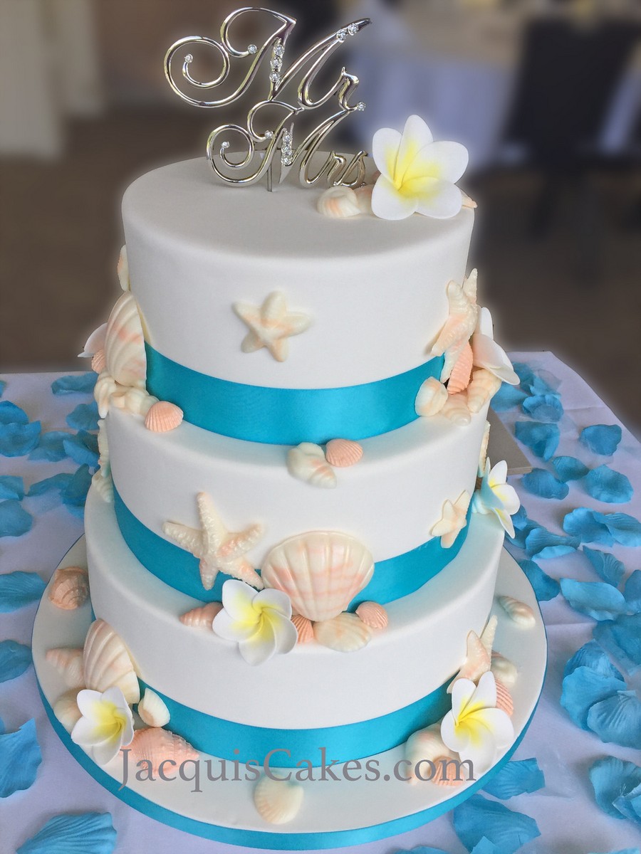gâteau de mariage coquillages de mer esprit marin