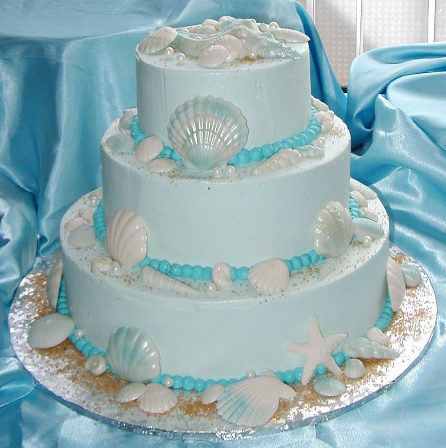 gâteau de mariage décoration originale coquillages de mer