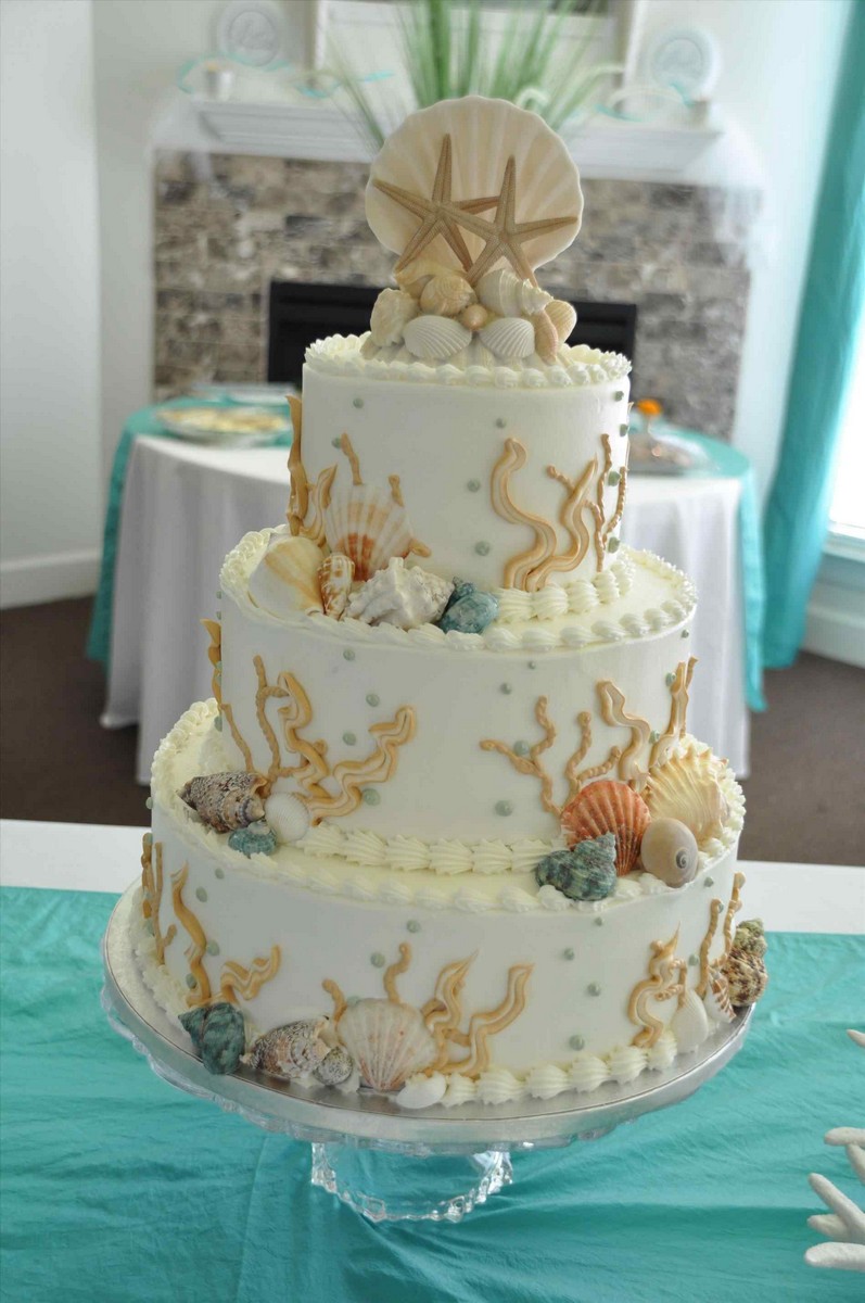 gâteau de mariage original coquillages thème marin
