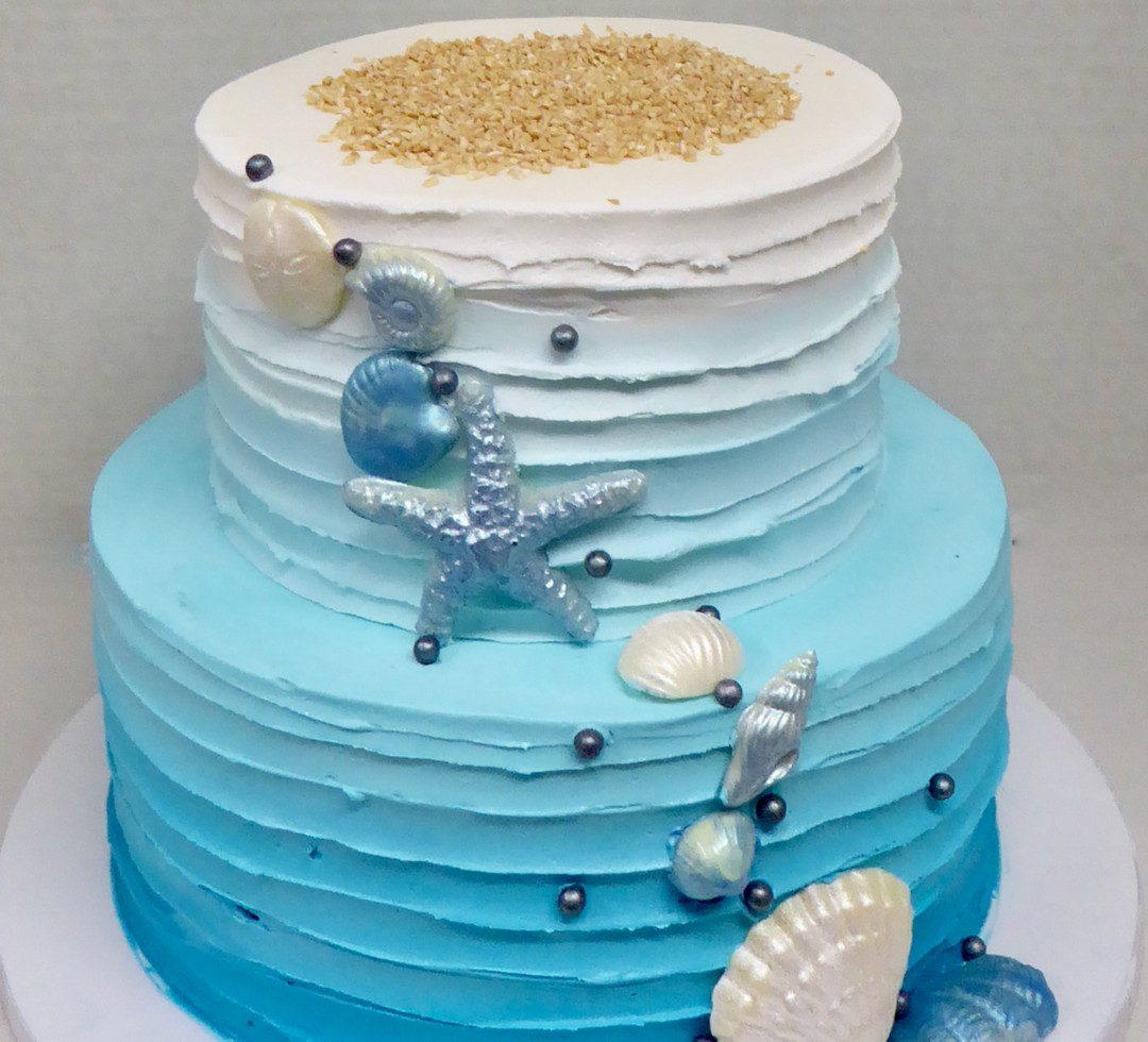 idée décoration gâteau en coquillages comestibles cake 2 étages