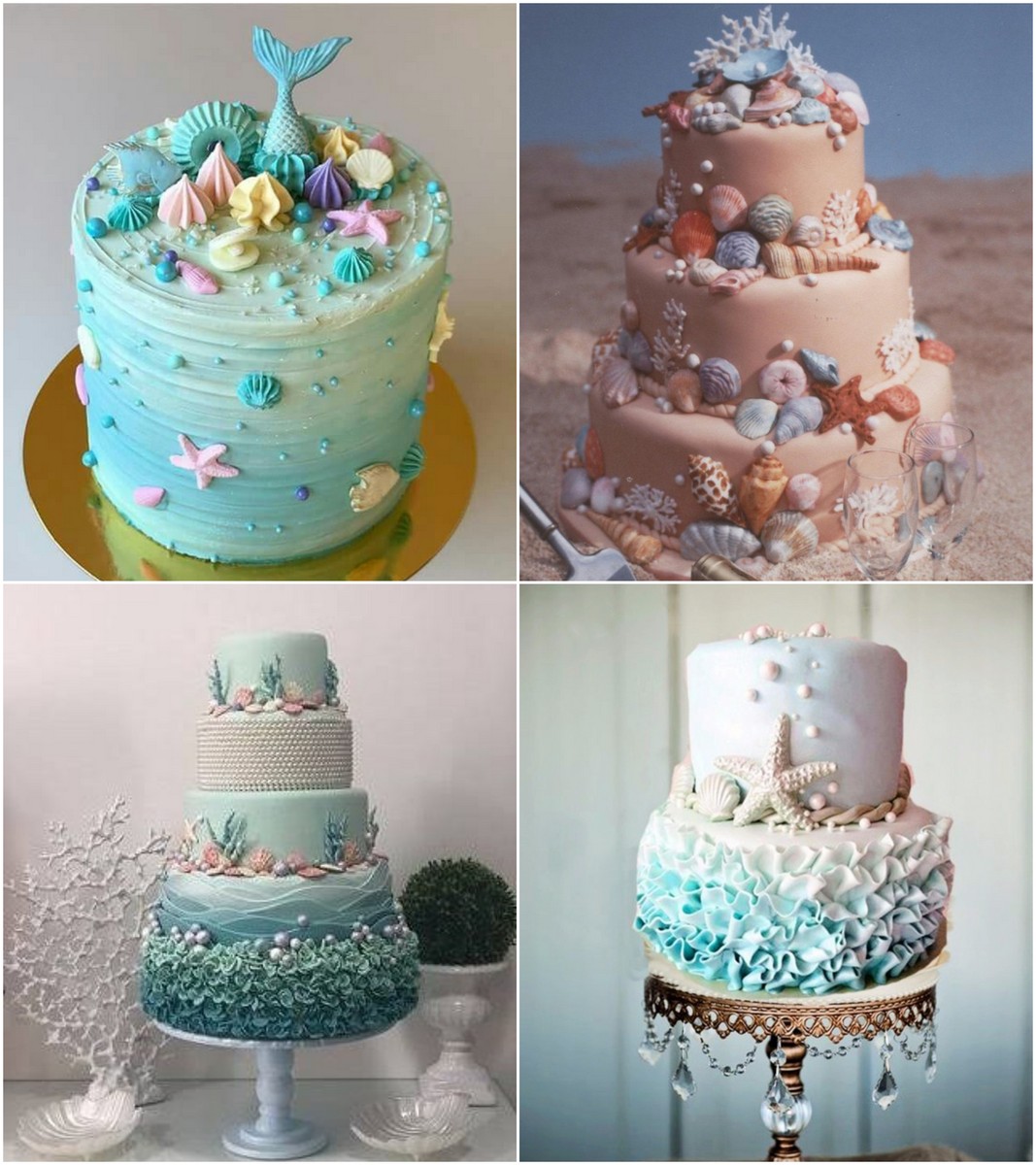 idées superbes de décoration de gâteau de mariage et d'anniversaire coquillages