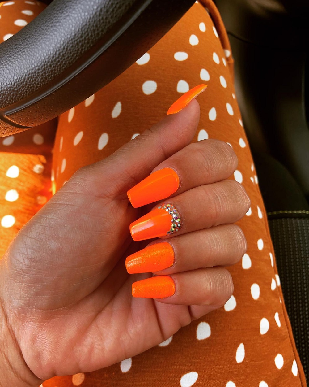 nail art 2019 ongles oranges gel