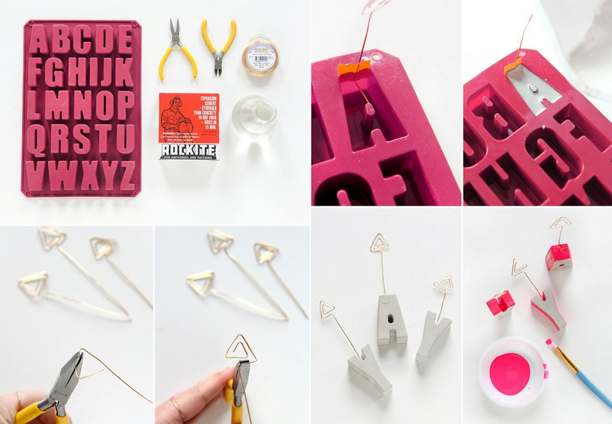 objets en beton creatif DIY porte-photos lettres tutoriel