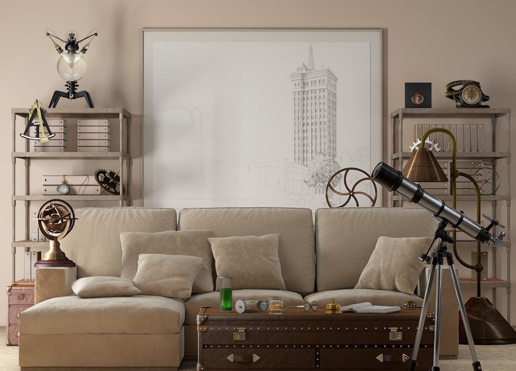 peinture salon beige déco murale minimaliste canapé cosy