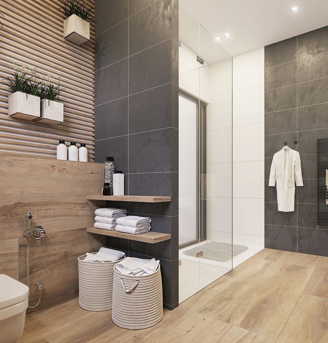Salle de bain gris et bois : idées et astuces pour une ...