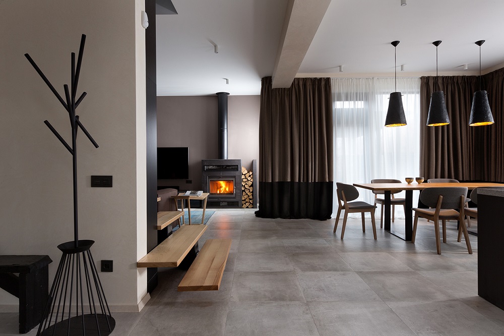 salon en bois style minimaliste