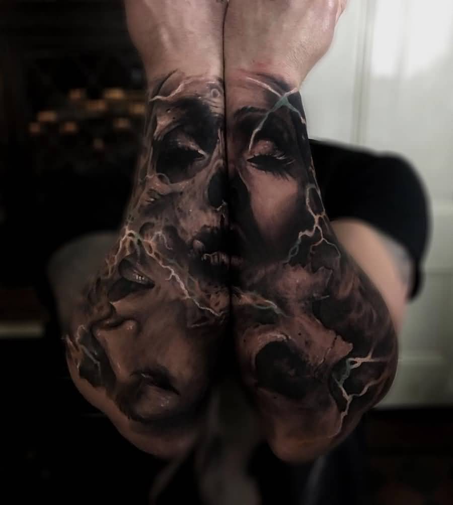 tatouage complémentaire avant bras visage femme tattoo homme