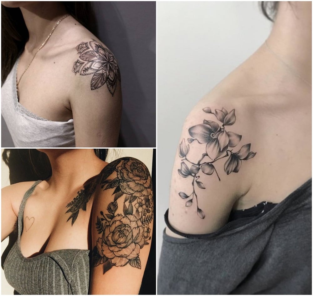 tatouage pour femme épaule motifs floraux