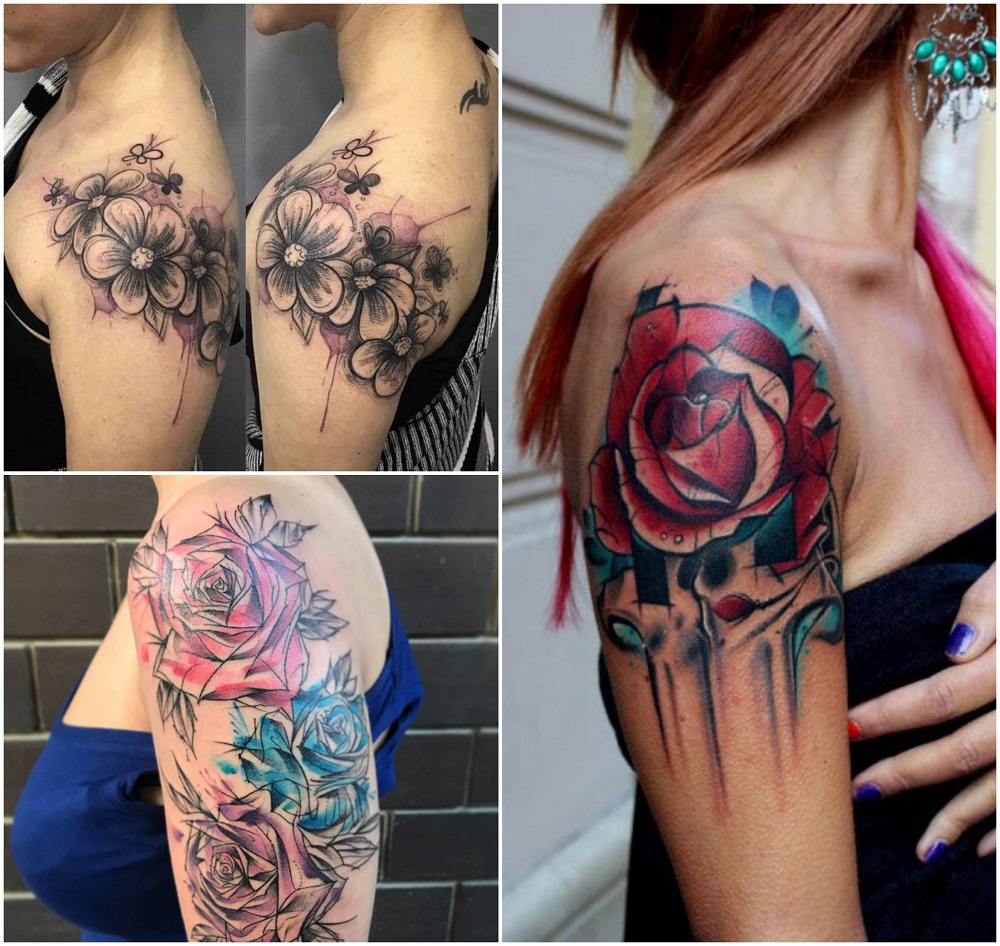 tatouage épaule femme fleur top modèles piochés pinterest