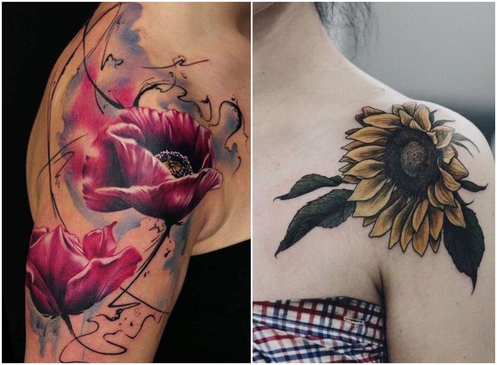 top idées tatouages épaule femme motif fleurs
