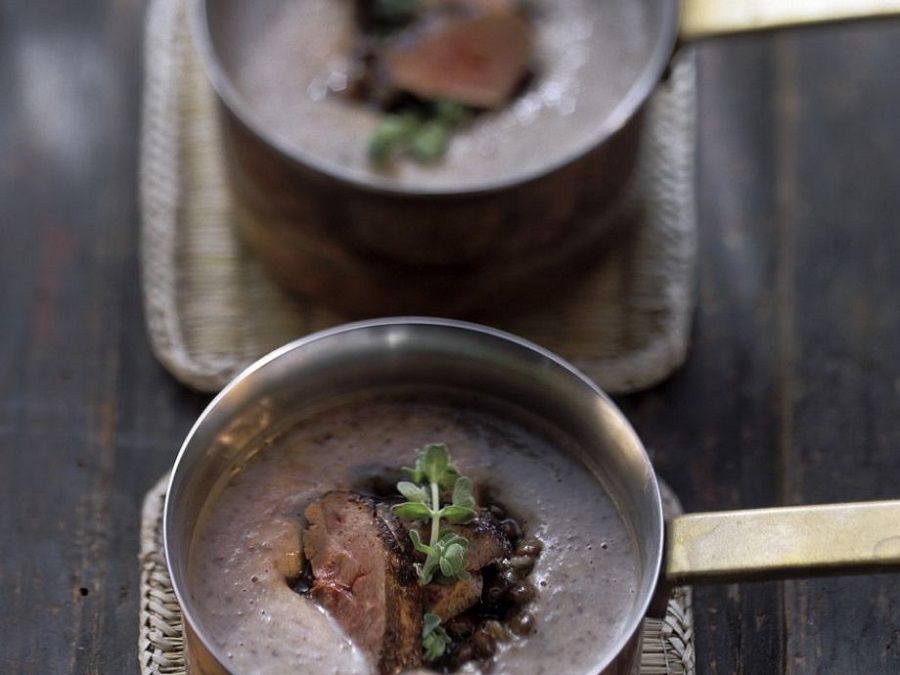 velouté d'automne lentilles avec foie gras recette complète
