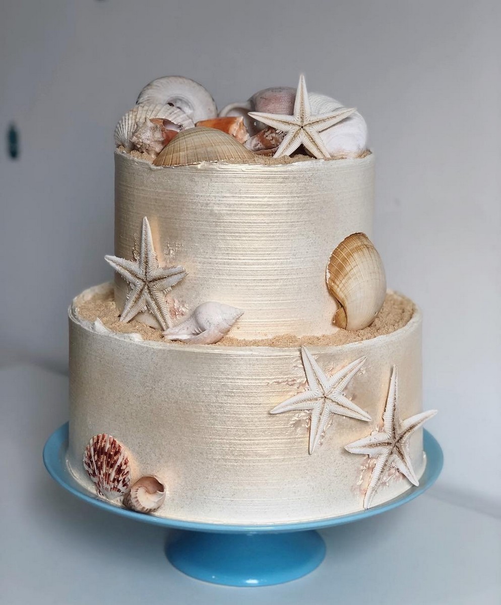 étoiles de mer coquillages idée décoration gâteau mariage anniversaire