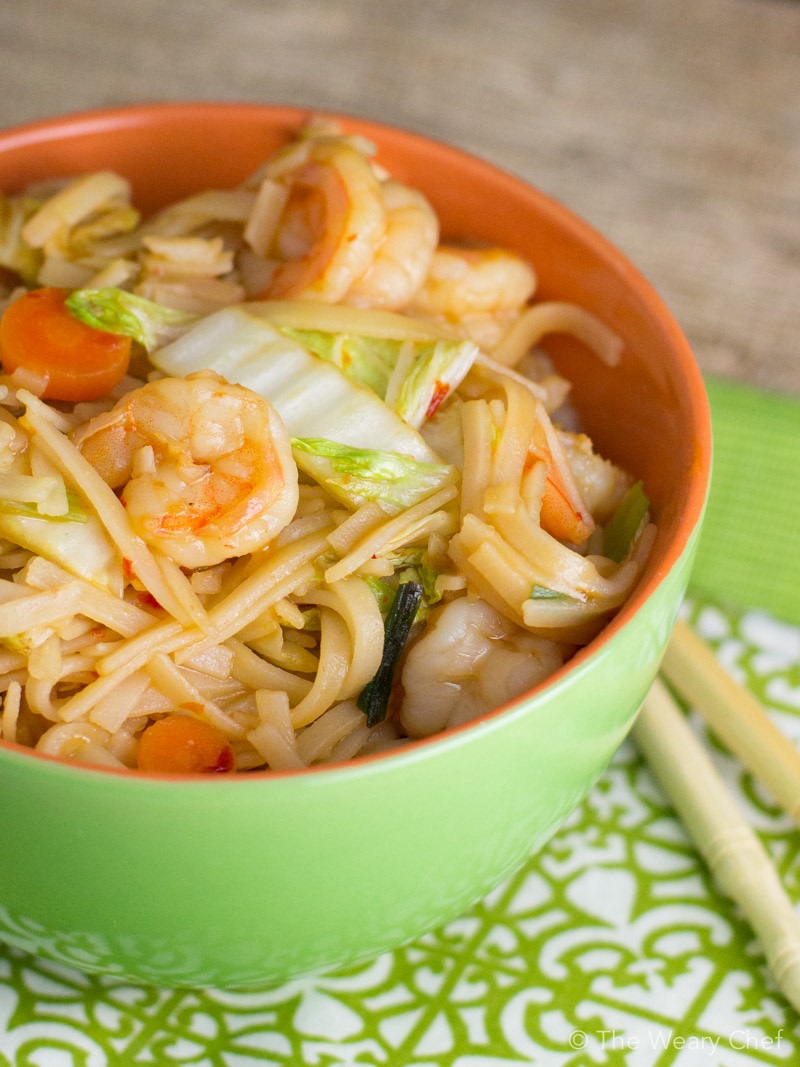 crevettes caramélisées nouilles chinoises légumes sautés recette facile rapide