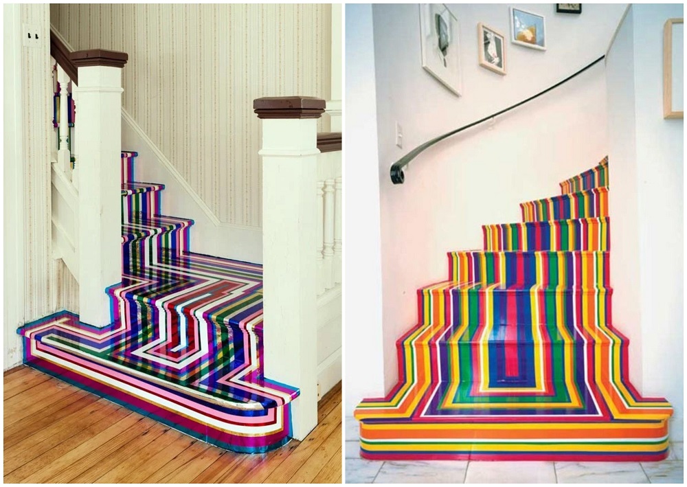 déco escalier contremarches haut en couleurs plaque acrylique