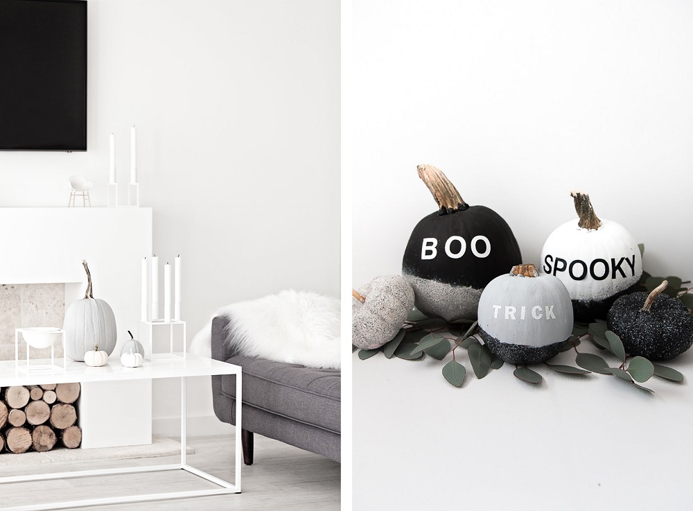 décoration d'halloween 2019 noir et blanc ambiance scandinave