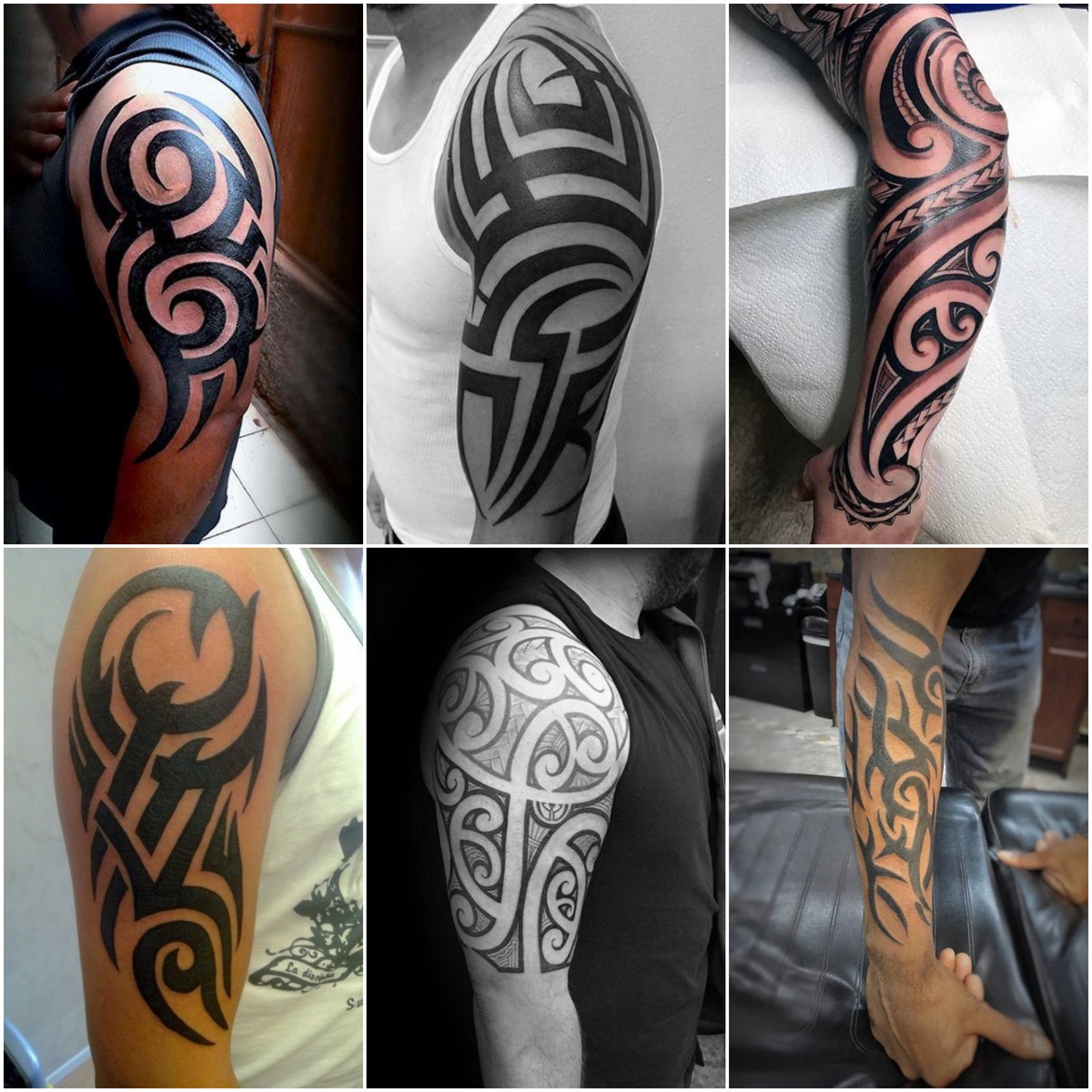 idées de tatouage tribal homme bras et avant bras motifs différents