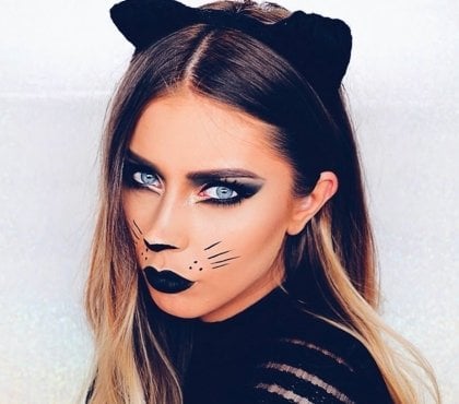 maquillage chat halloween femme instructions idées look simple