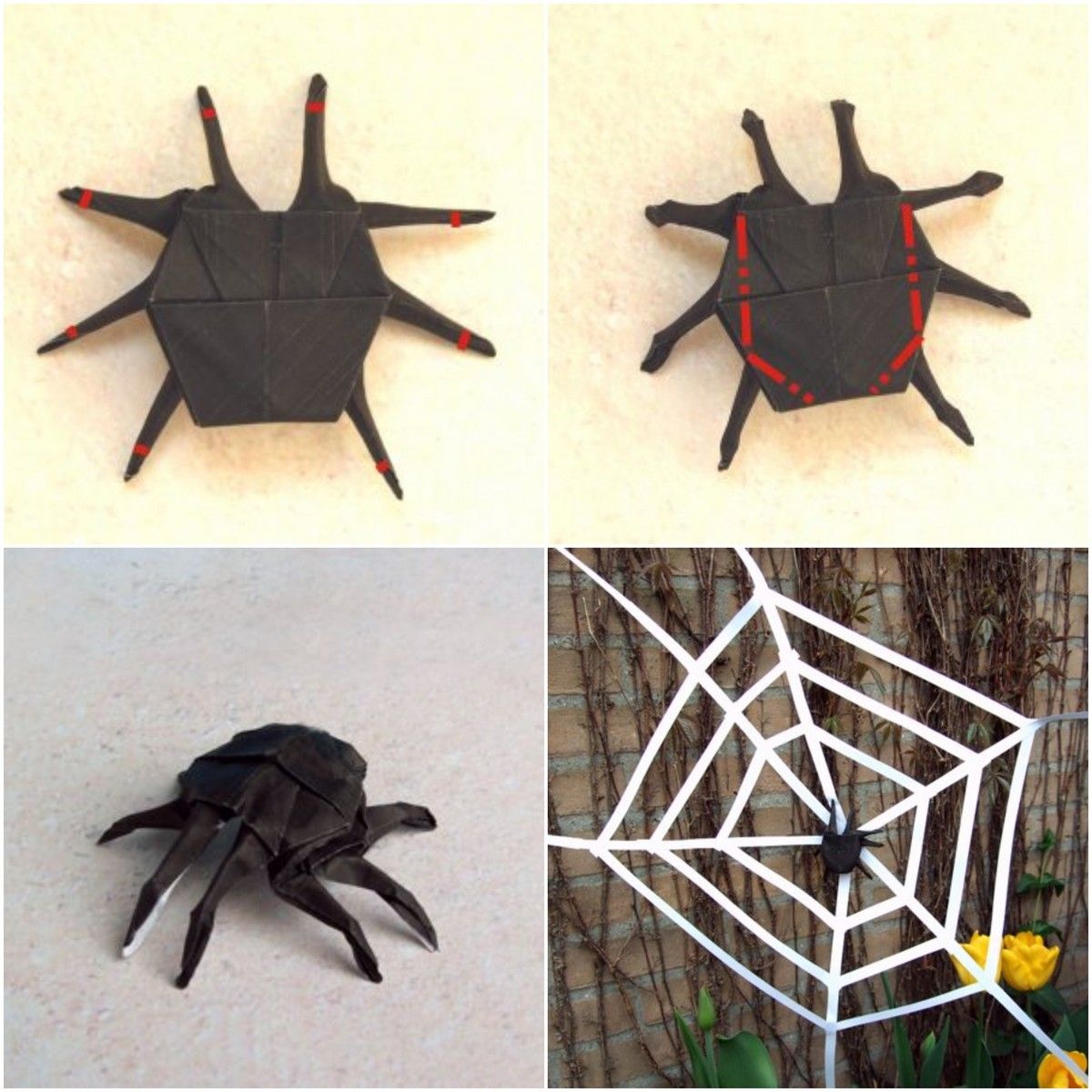 origami Halloween facile tutoriel araignée