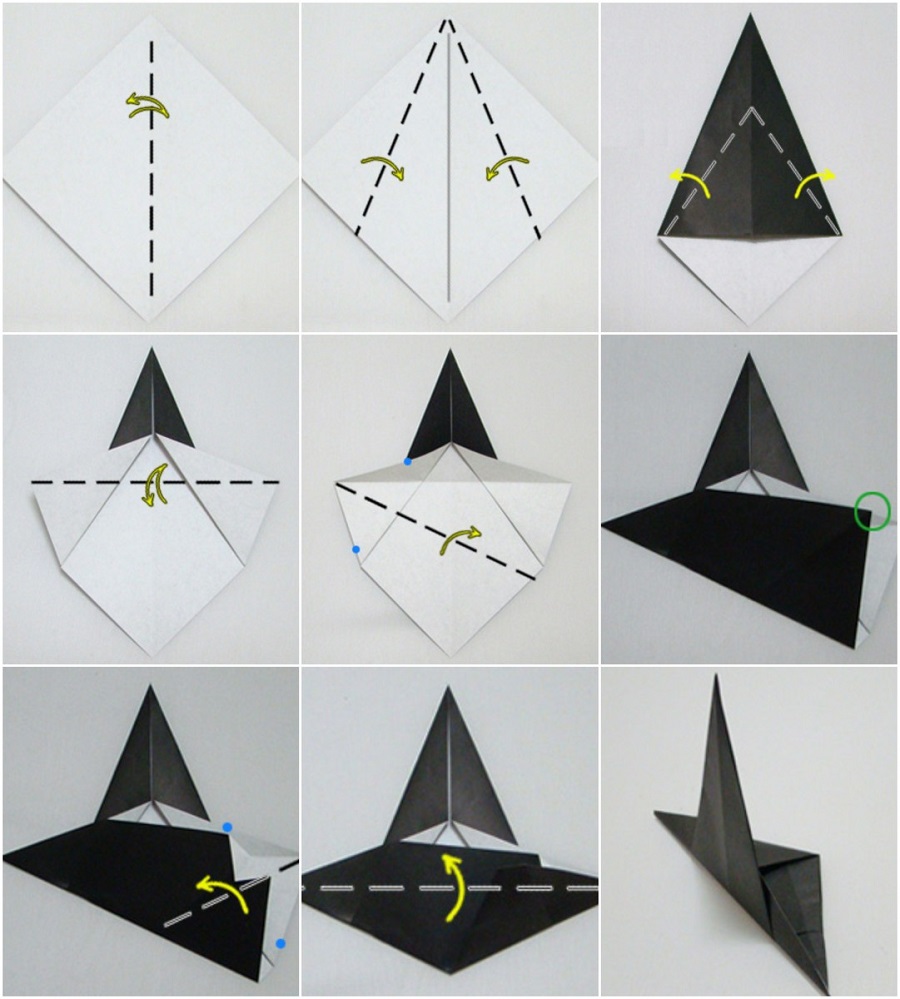 origami sorcière Halloween tutoriel facile étape par étape