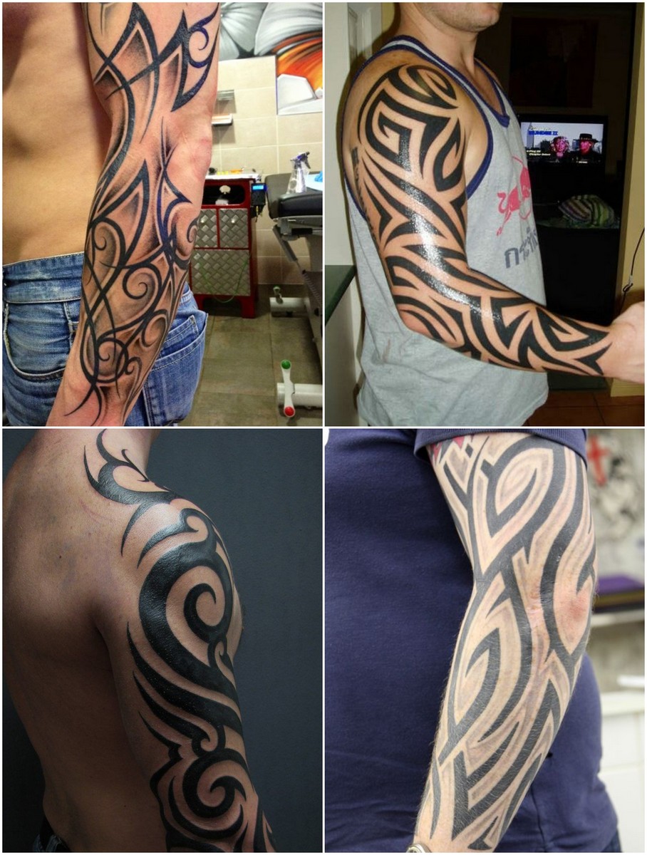 tatouage tribal sur le bras complet différents motifs tendance