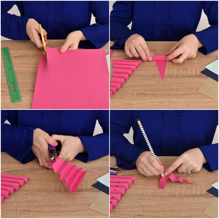 décoration de noel à fabriquer en papier sapins colorés instructions