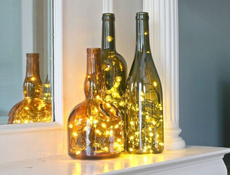 décoration de noel à faire soi même guirlande lumineuse LED bouteilles en verre