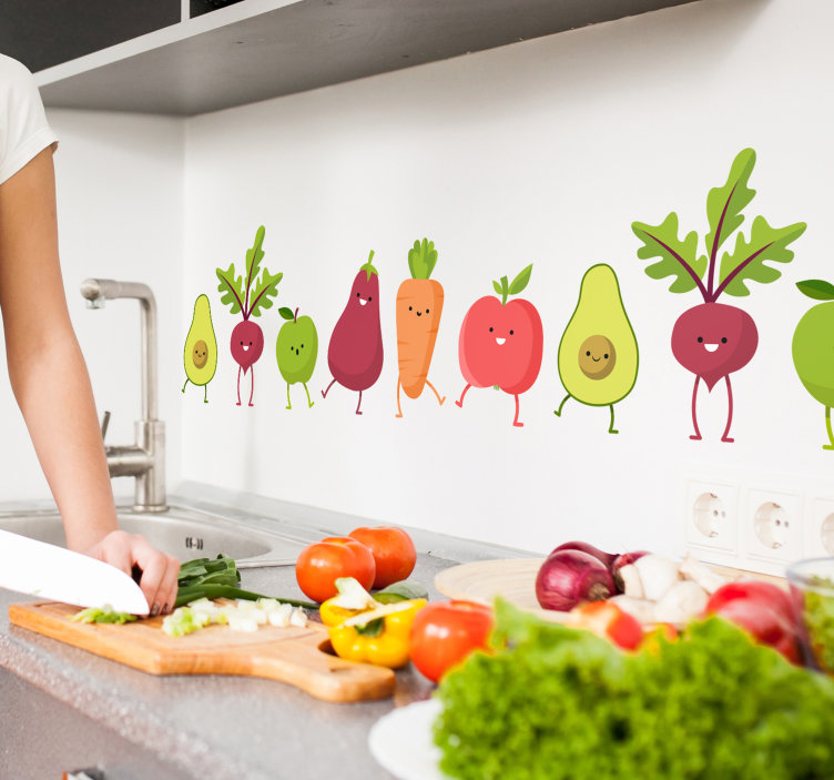 sticker décoratif frise cuisine fruits et légumes