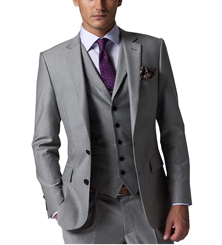 costume de mariage gris clair et cravate en violet