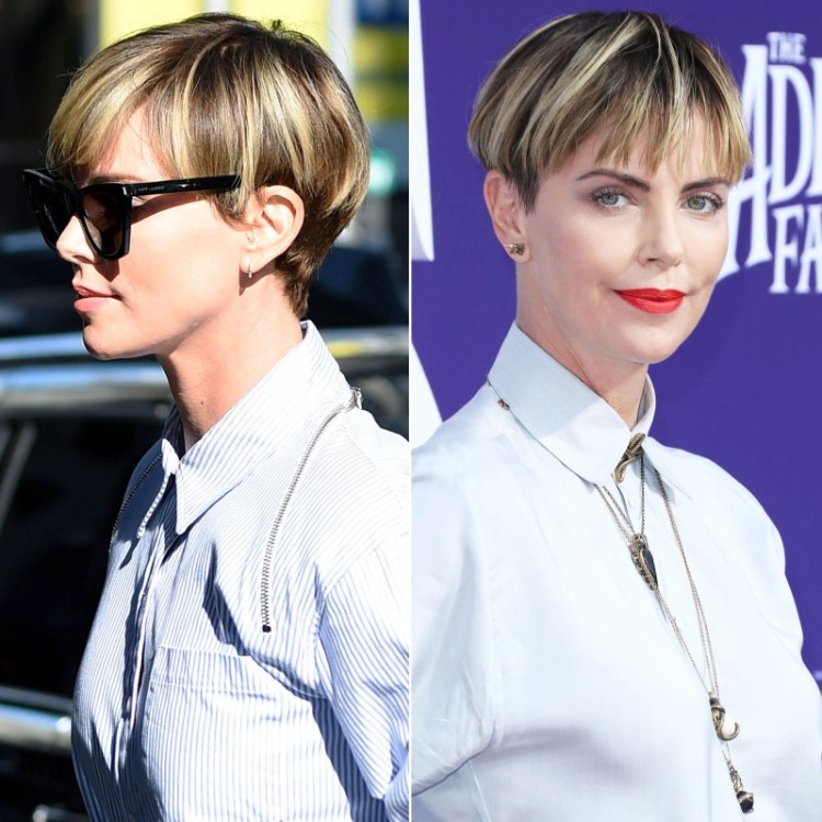 Charlize Theron's Rock chic look bowl Short shave