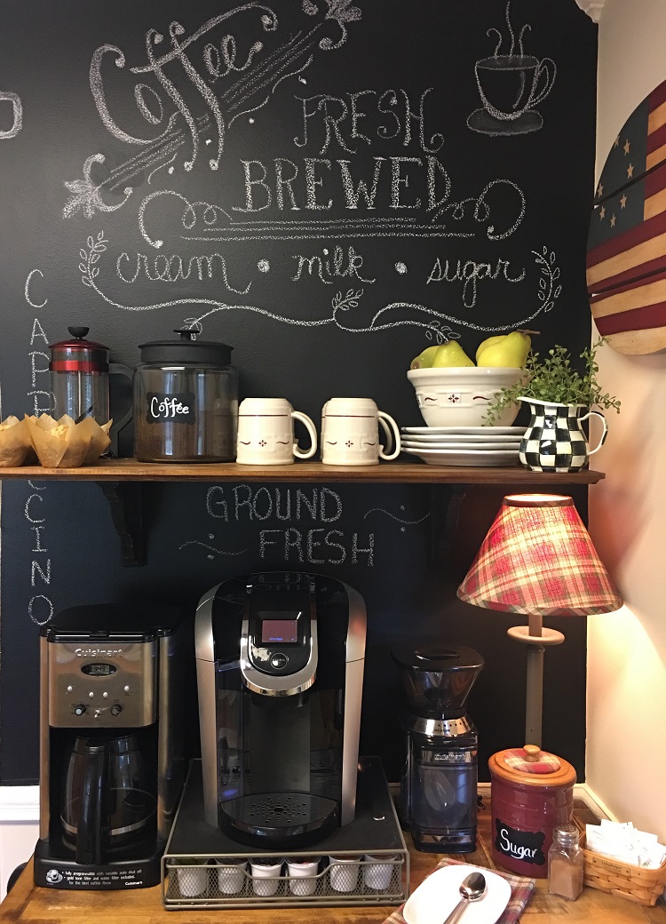 tendance coffee station maison déco petit coin café cuisine peinture ardoise