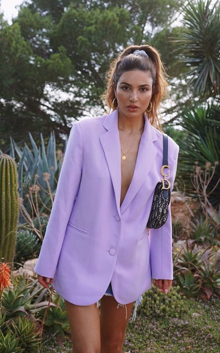 blazer oversize robe violet pastel lavande couleur