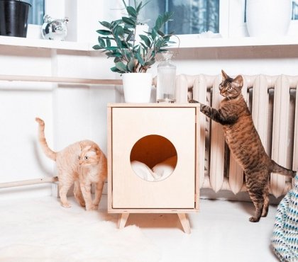 idées meubles diy pour cacher la litière de votre chat