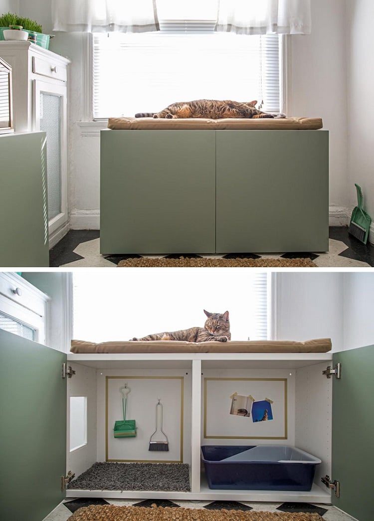 idées pour transformer un vieux placard en meuble cache litière pour chat