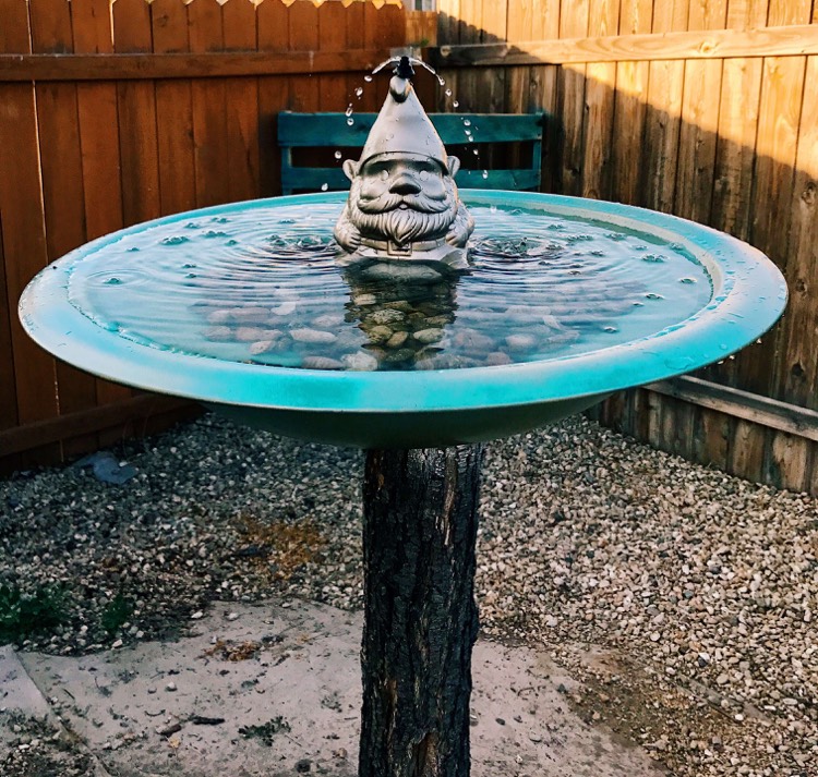 Vasque à oiseaux fer métal fontaine bassin d'eau Coque OISEAU personnage antique shabby