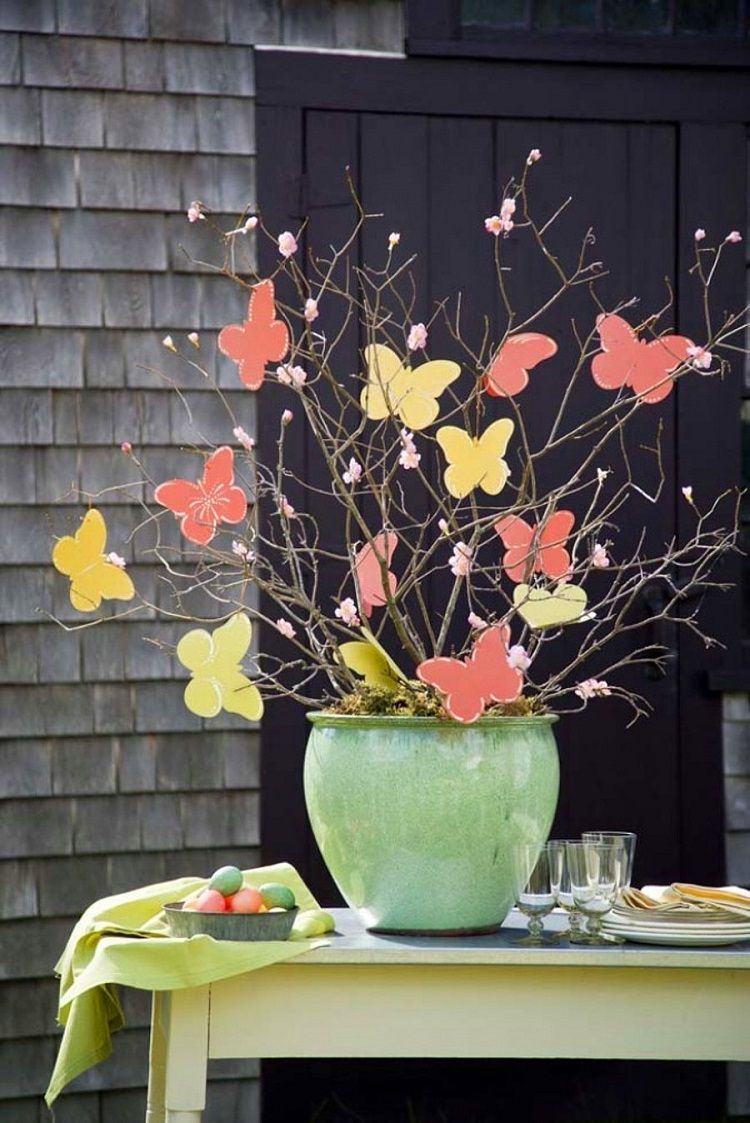 arbre de Pâques papillons en papier déco printemps à faire soi-même
