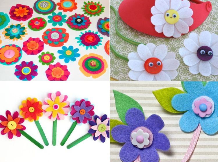 bricolage de fleurs de printemps faciles en feutrine idees simples pour enfants