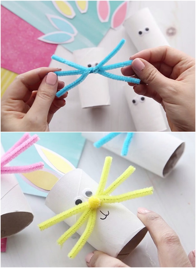 bricolage maternelle lapin de Pâques rouleaux papier toilette