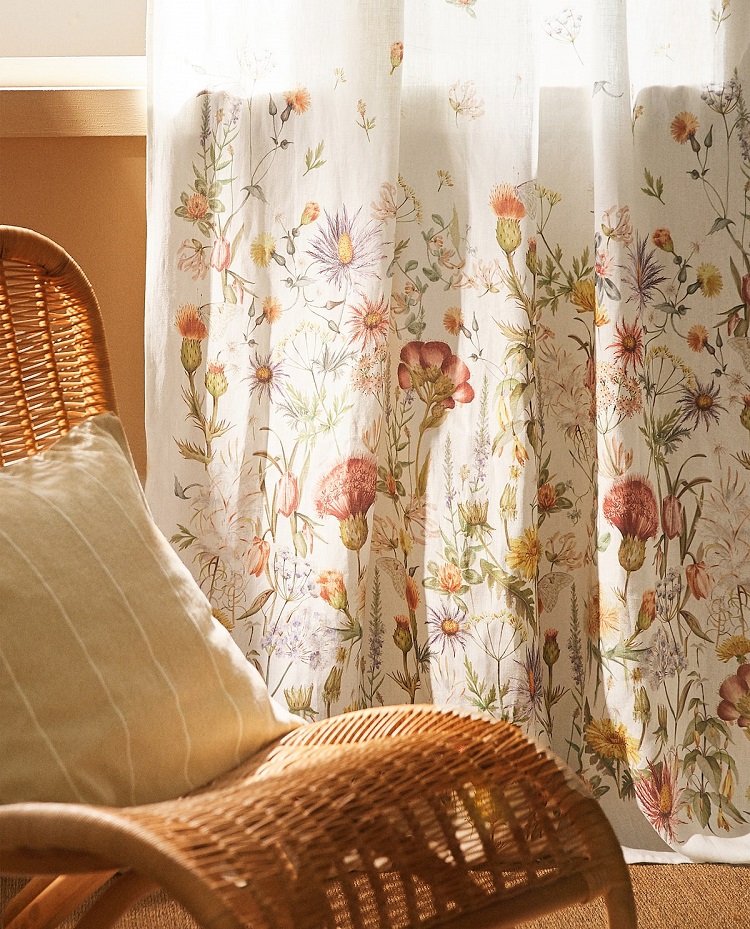 collection ara maison 2020 printemps rideau en lin lavé motifs fleuris
