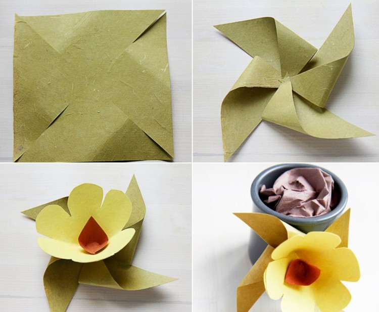 moulin a vent en papier fleur en papier DIY deco printemps maison