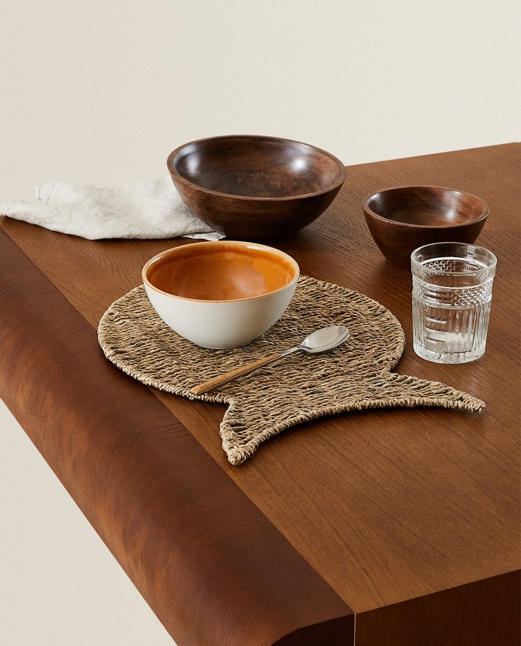 nouvéautés zara maison 2020 set de table en fibres naturelles table style rustique