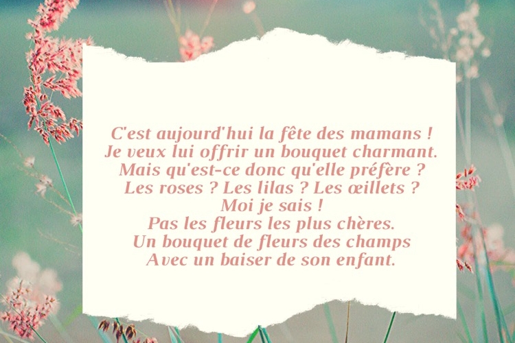 Poèmes fête des mères maternelle à télécharger gratuit
