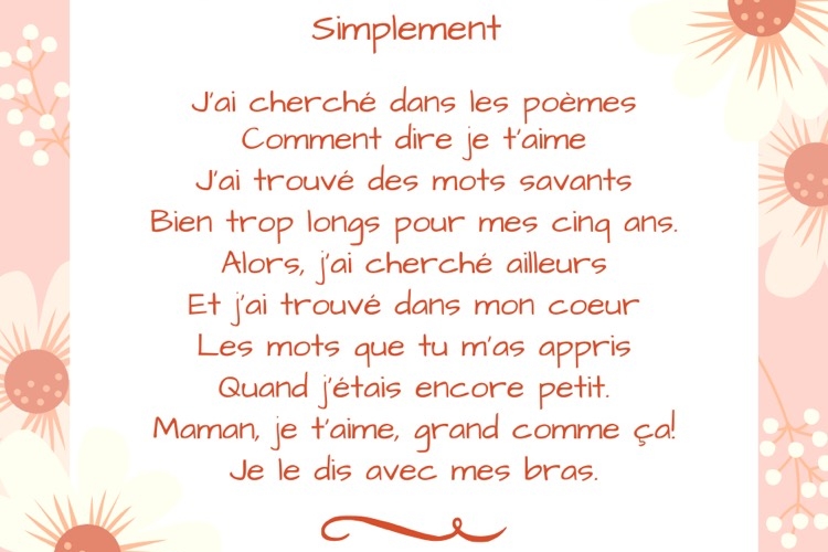 Poèmes fête des mères maternelle à télécharger gratuit