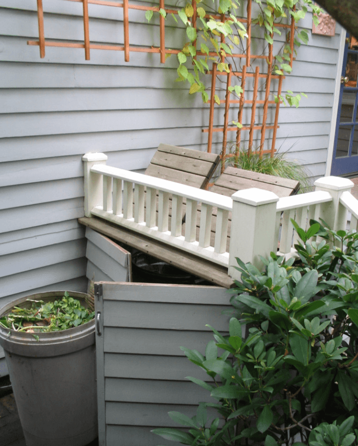 abri de poubelle jardin sous terrasse en bois idées diy créatives meuble cache poubelles extérieur