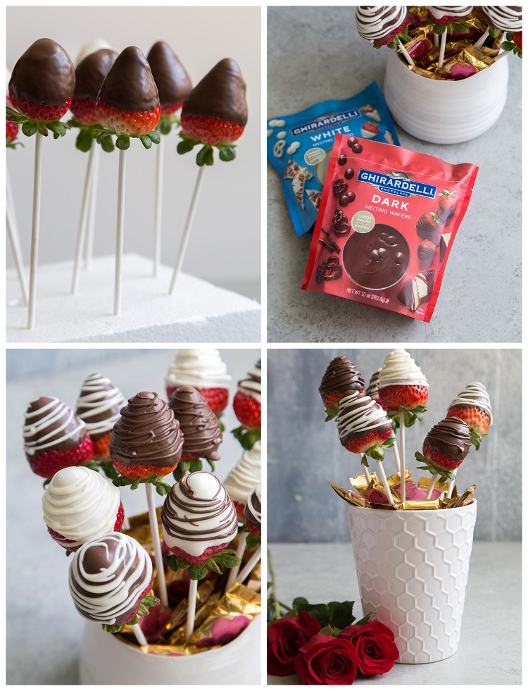 bouquet diy gourmand avec bonbons et fraises chocolatées cadeau fête des mères 2020 à faire soi même