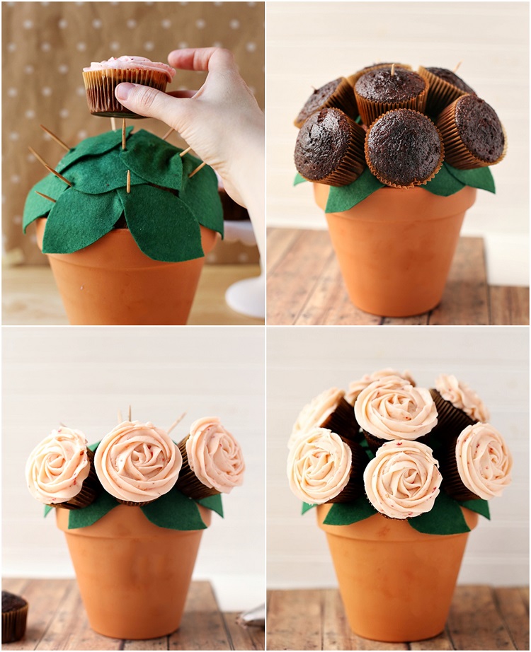 bricolage fête des mères 2020 facile cadeau diy bouquet gourmand cupcakes