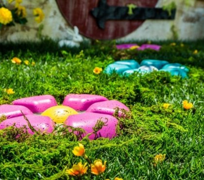 decoration de jardin avec des galets pas japonais fleurs