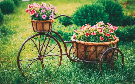 decoration jardin metal idées diy originales support fleurs