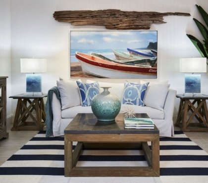deco salon style bord de mer décoration murale originale meubles cosy
