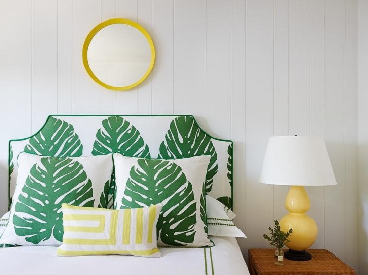 feuilles de bananier imprimé feuillage grands coussins décoratifs tête de lit chambre à coucher
