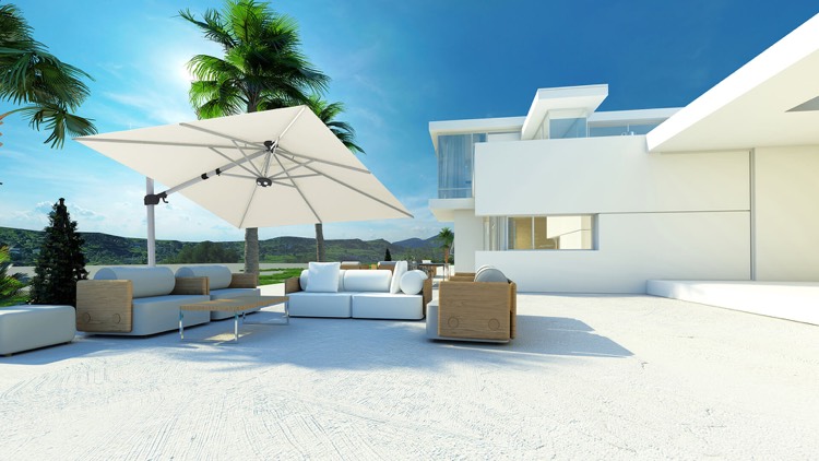 parasol déporté terrasse moderne salon de jardin luxe parasol modèle fratello